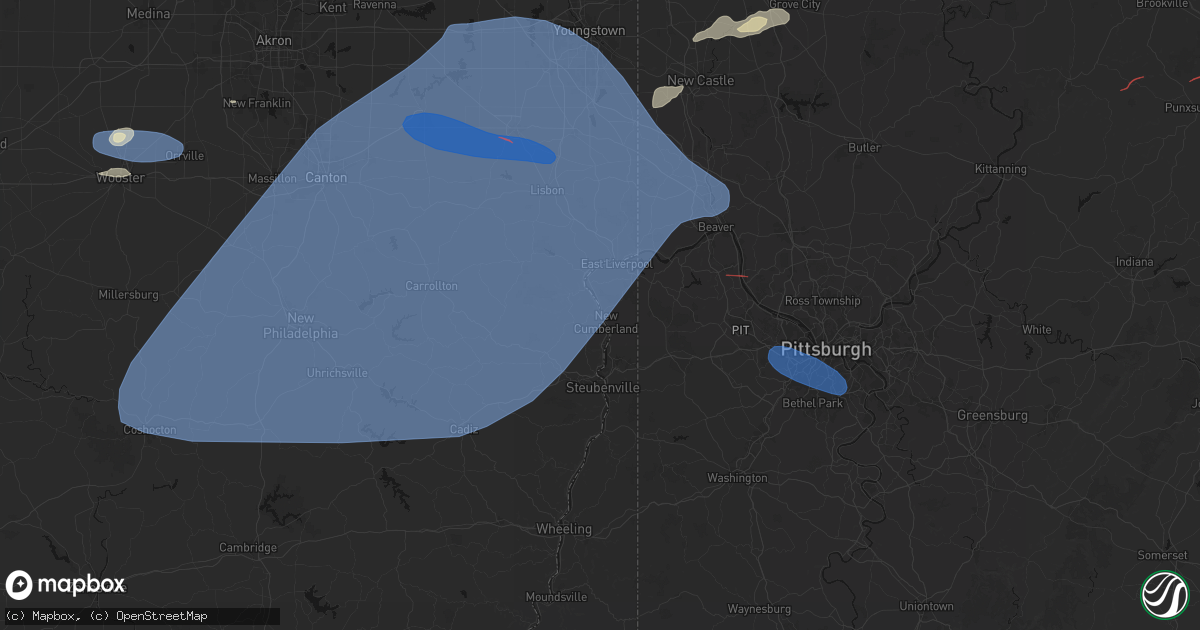 Hail map in Empire, OH on June 14, 2026