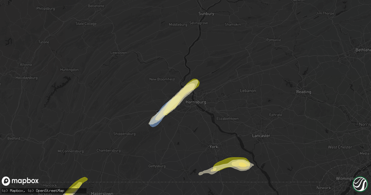 Hail map in Enola, PA on June 14, 2026