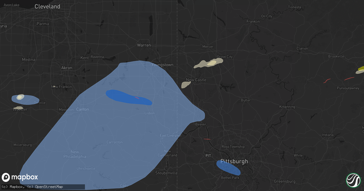 Hail map in Enon Valley, PA on June 14, 2026