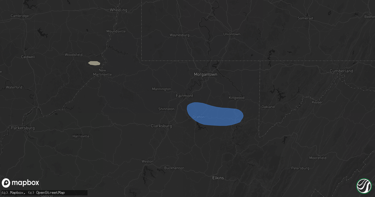 Hail map in Fairmont, WV on June 14, 2026