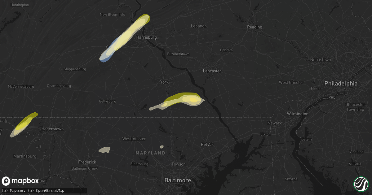 Hail map in Felton, PA on June 14, 2026