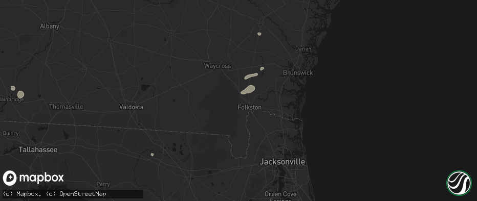 Hail map in Folkston, GA on June 14, 2026