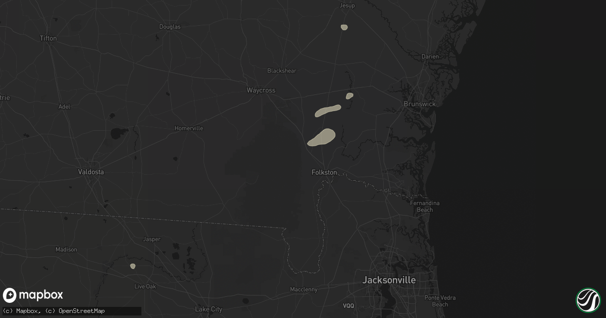 Hail map in Folkston, GA on June 14, 2026