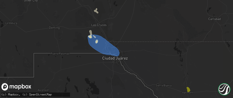 Hail map in Fort Bliss, TX on June 14, 2026