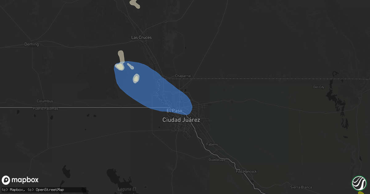 Hail map in Fort Bliss, TX on June 14, 2026