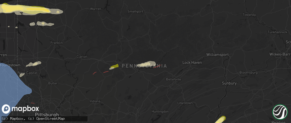 Hail map in Frenchville, PA on June 14, 2026