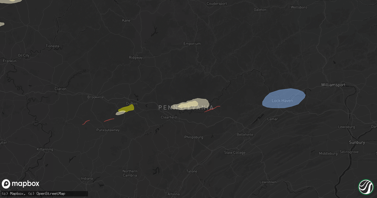 Hail map in Frenchville, PA on June 14, 2026
