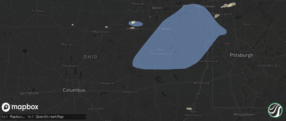 Hail map in Fresno, OH on June 14, 2026