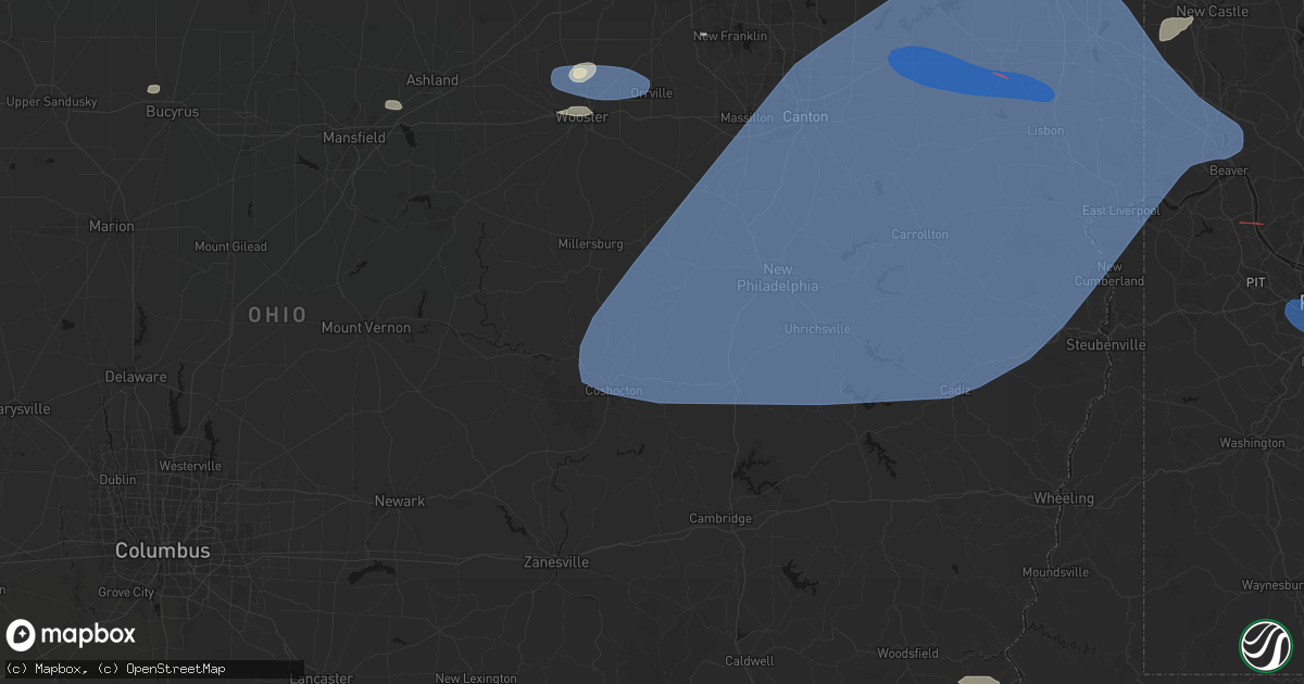 Hail map in Fresno, OH on June 14, 2026