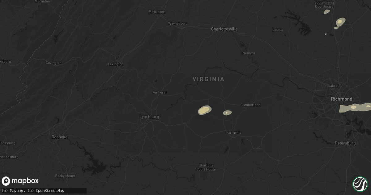 Hail map in Gladstone, VA on June 14, 2026