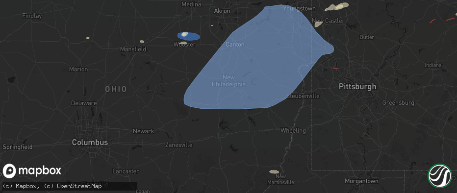 Hail map in Gnadenhutten, OH on June 14, 2026