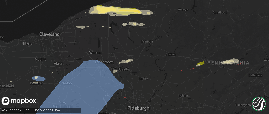 Hail map in Grove City, PA on June 14, 2026