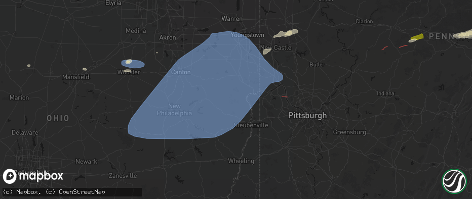 Hail map in Hammondsville, OH on June 14, 2026