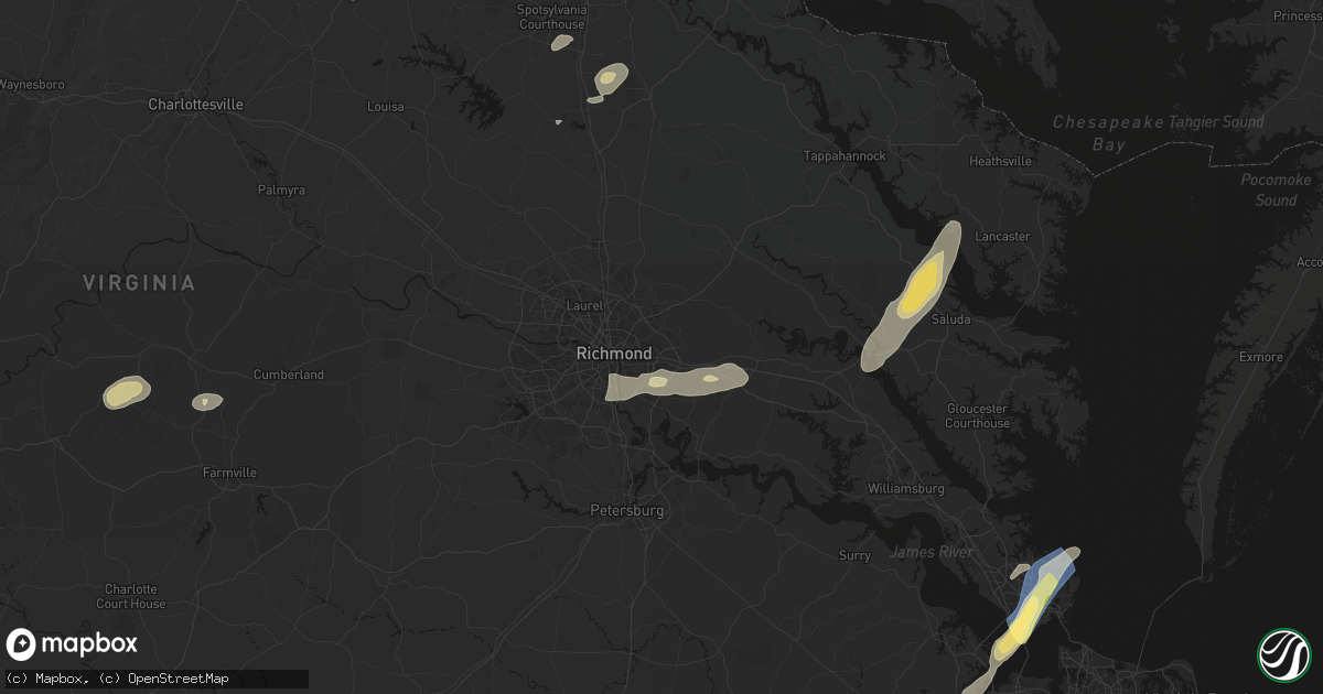 Hail map in Henrico, VA on June 14, 2026