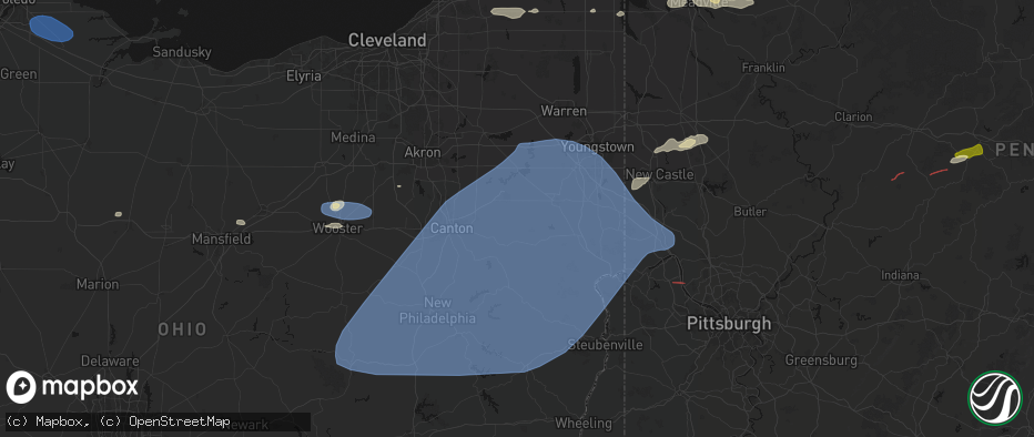 Hail map in Homeworth, OH on June 14, 2026