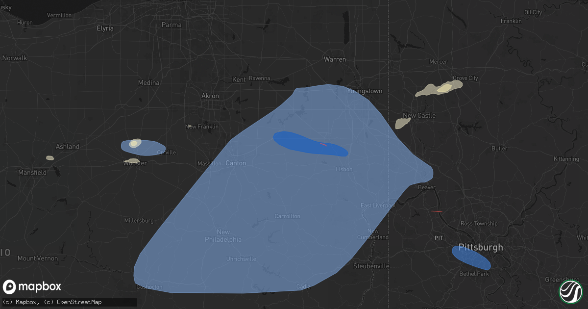 Hail map in Homeworth, OH on June 14, 2026