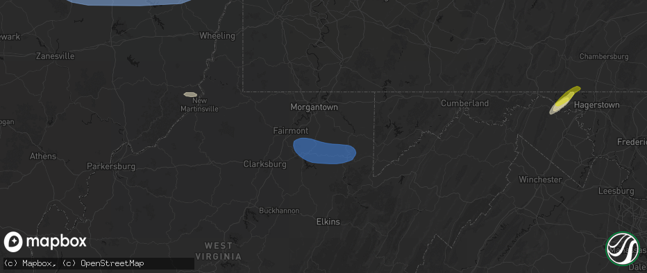 Hail map in Independence, WV on June 14, 2026
