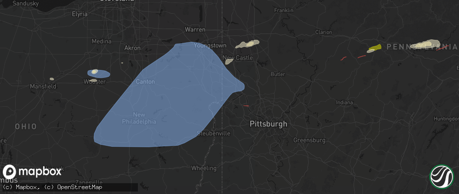 Hail map in Industry, PA on June 14, 2026