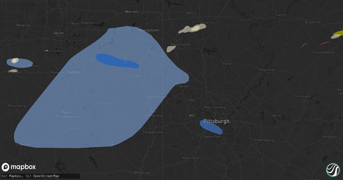 Hail map in Industry, PA on June 14, 2026