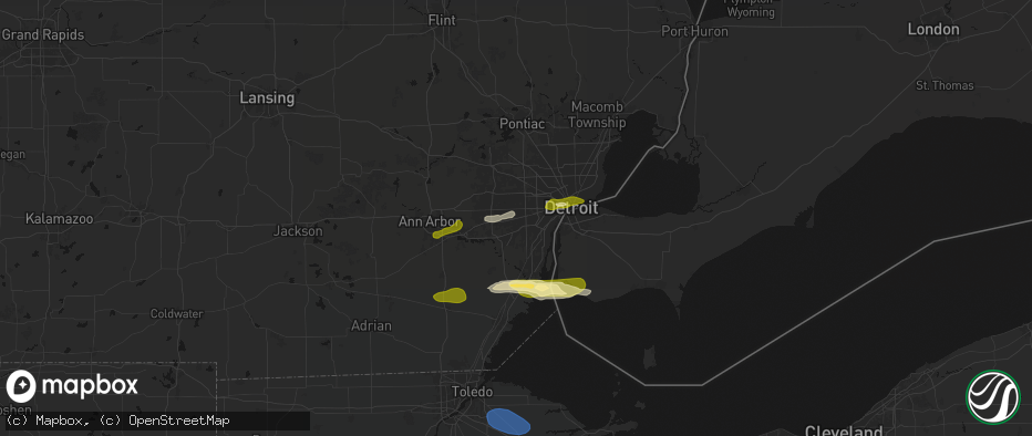 Hail map in Inkster, MI on June 14, 2026