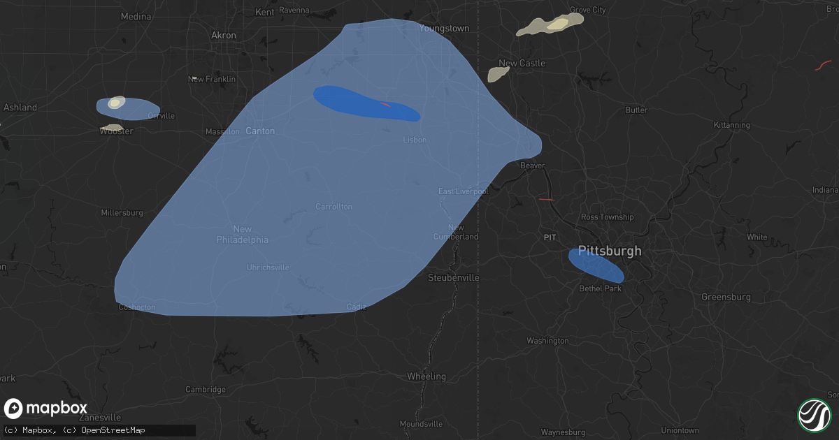 Hail map in Irondale, OH on June 14, 2026