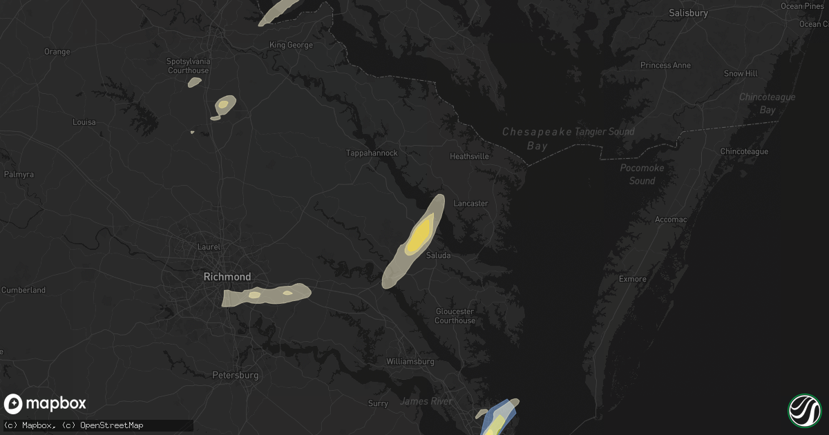 Hail map in Jamaica, VA on June 14, 2026