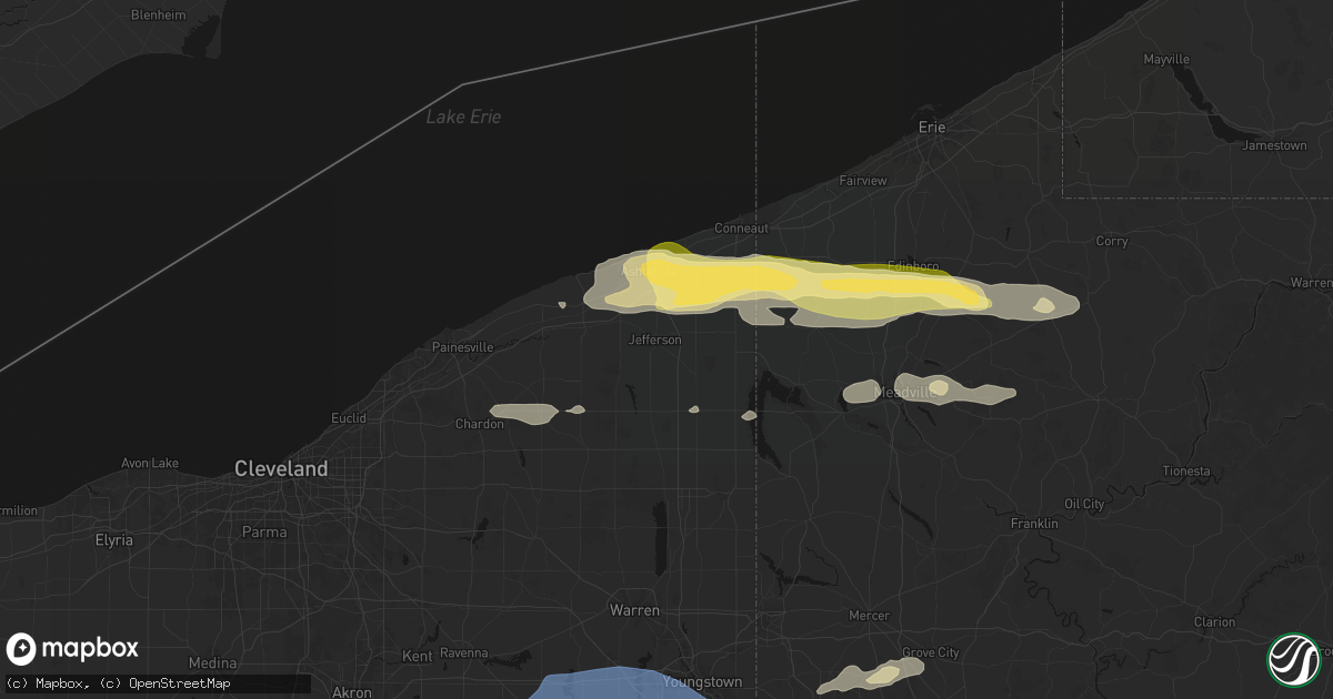 Hail map in Jefferson, OH on June 14, 2026