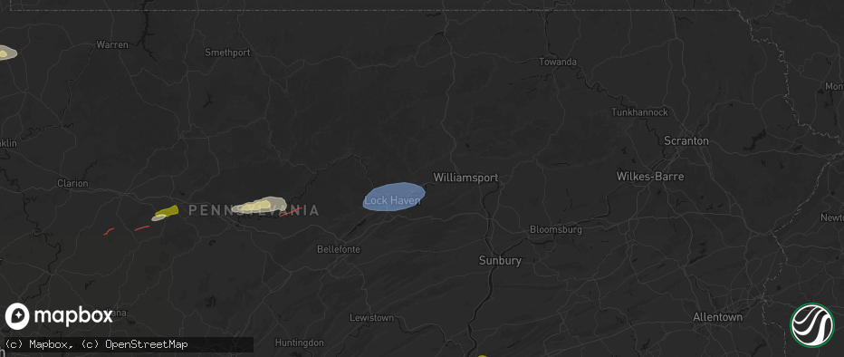 Hail map in Jersey Shore, PA on June 14, 2026