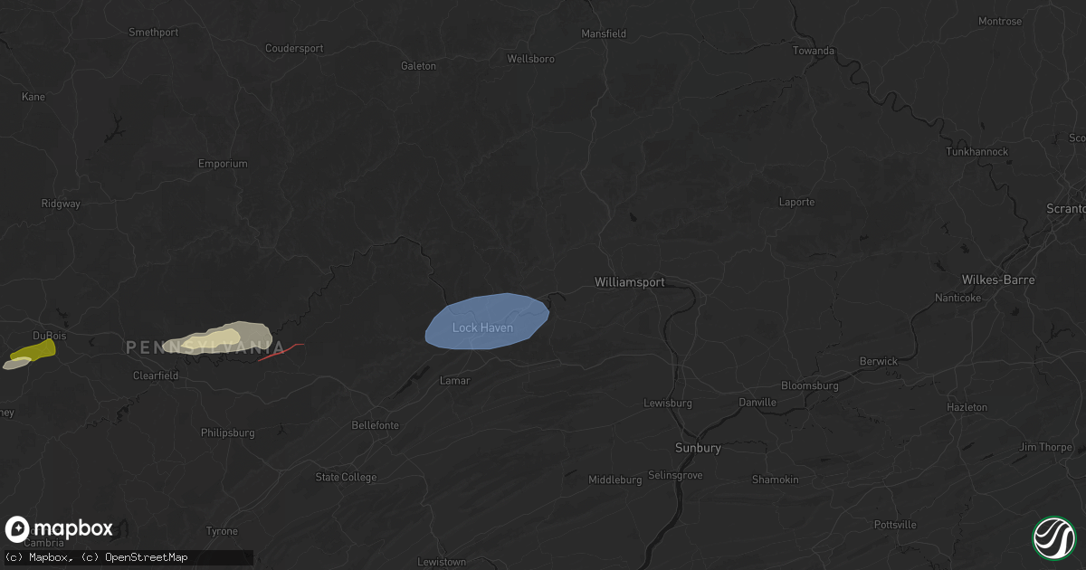 Hail map in Jersey Shore, PA on June 14, 2026