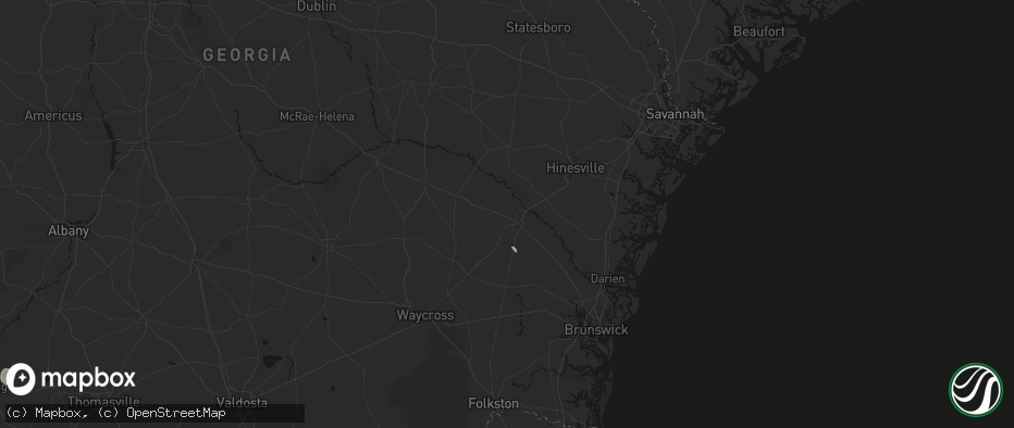 Hail map in Jesup, GA on June 14, 2026