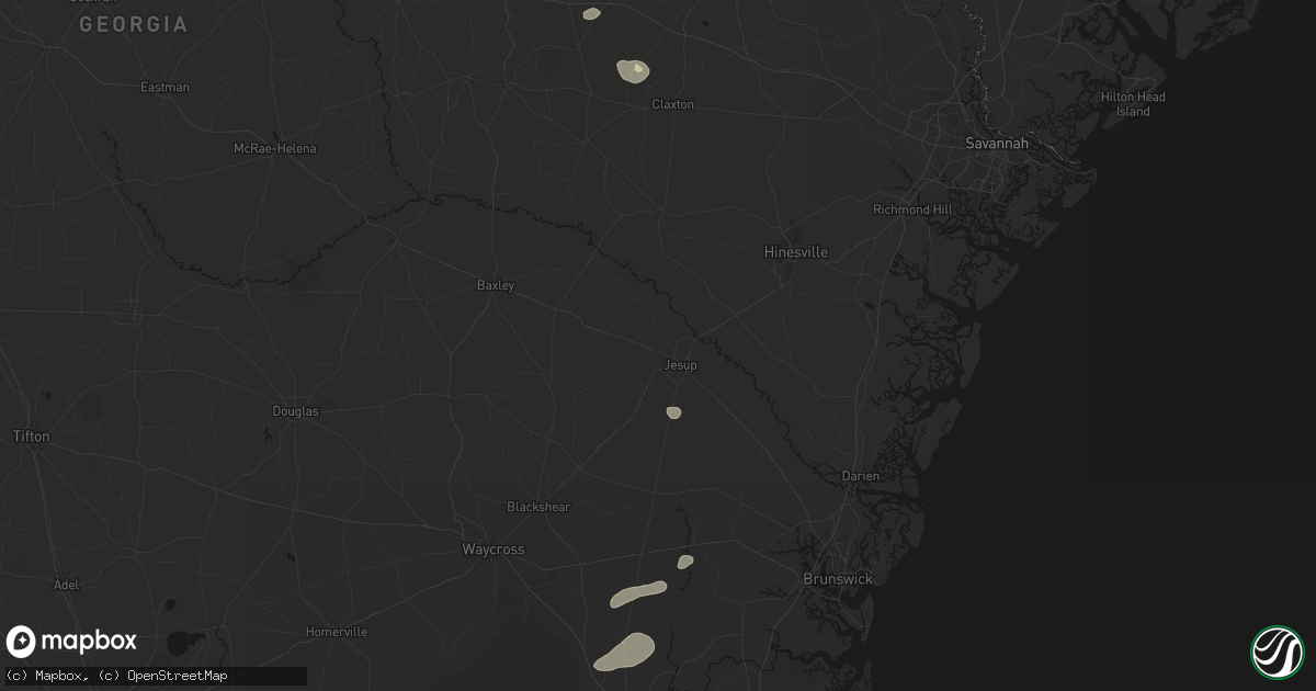 Hail map in Jesup, GA on June 14, 2026