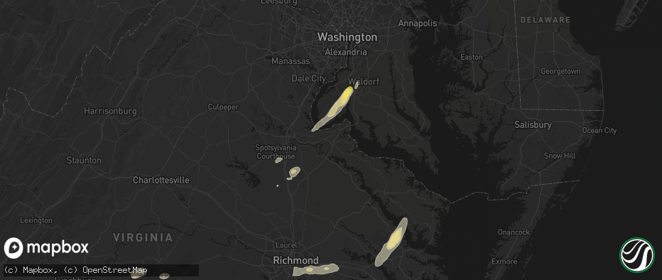Hail map in King George, VA on June 14, 2026