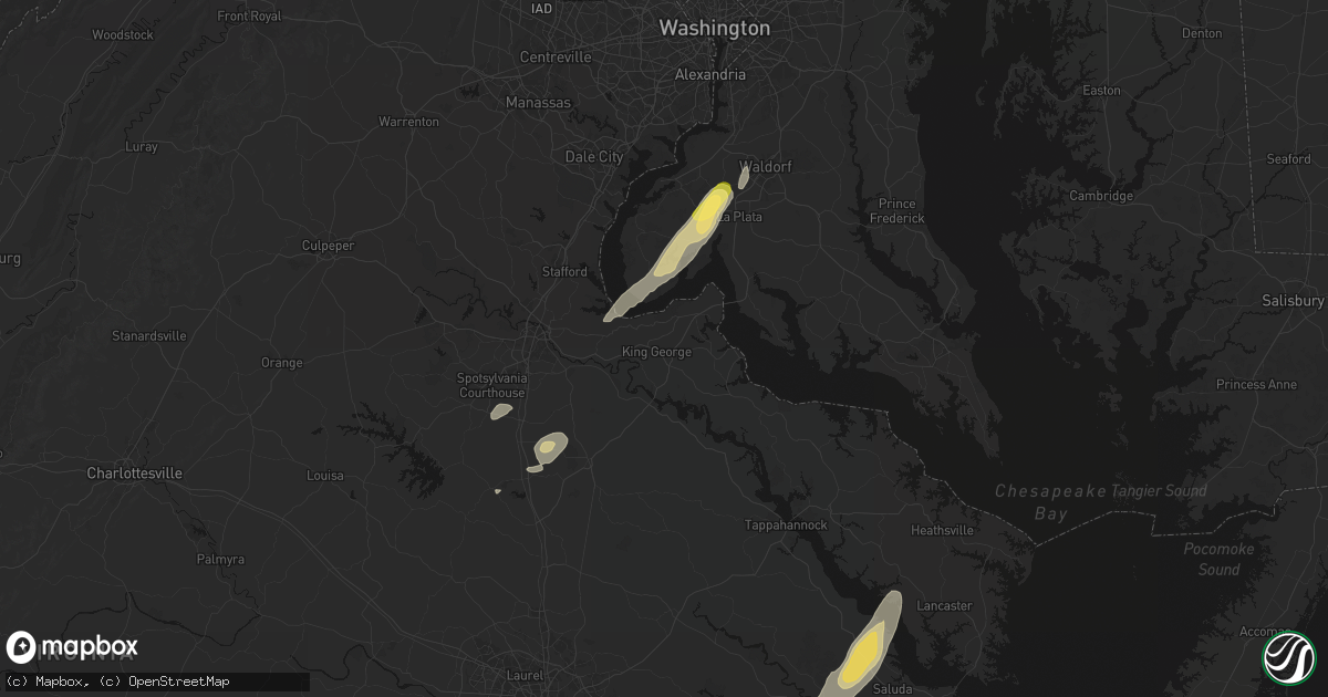 Hail map in King George, VA on June 14, 2026