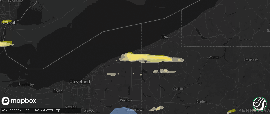 Hail map in Kingsville, OH on June 14, 2026