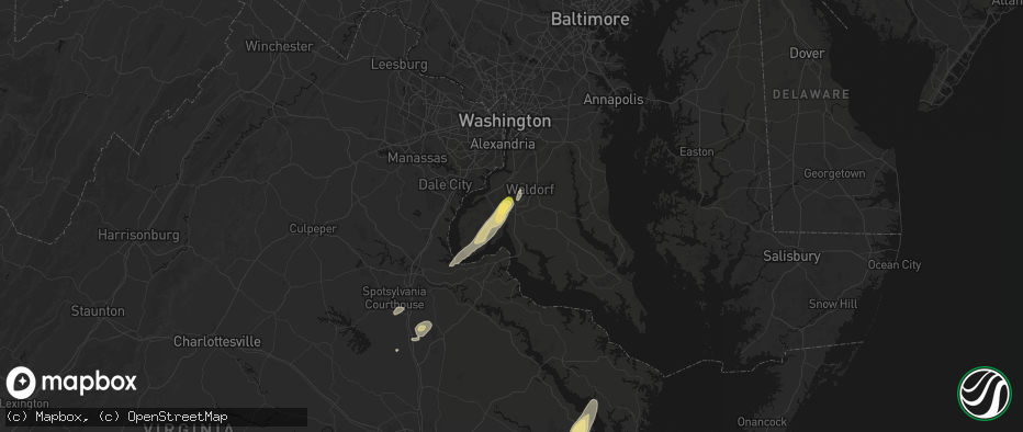 Hail map in La Plata, MD on June 14, 2026