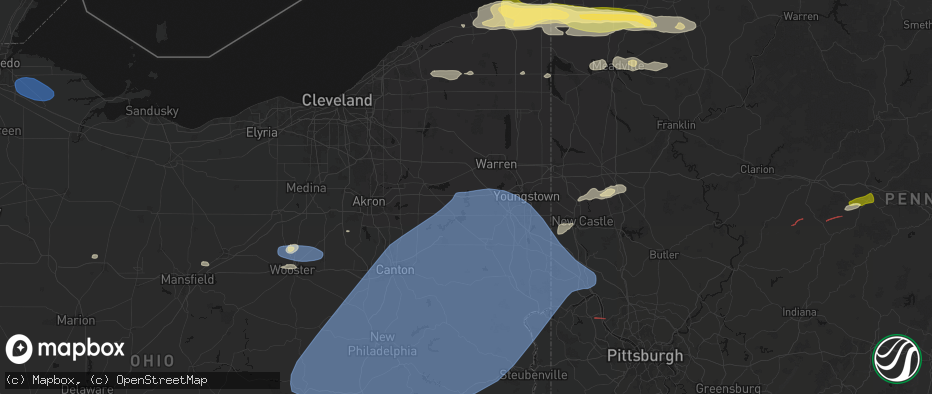 Hail map in Lake Milton, OH on June 14, 2026