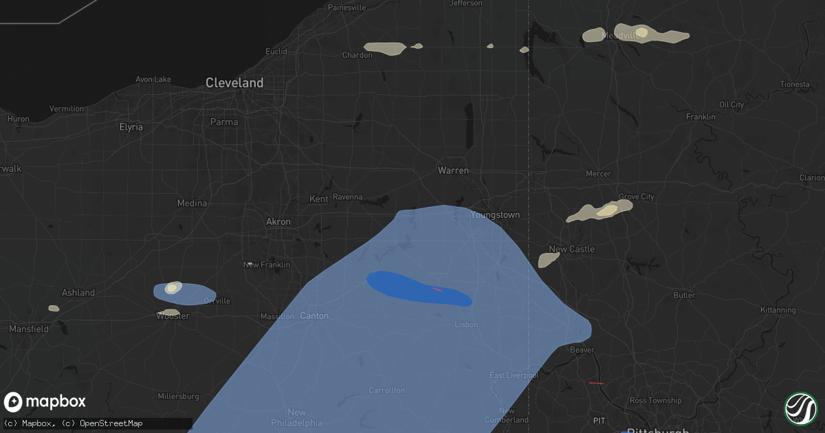 Hail map in Lake Milton, OH on June 14, 2026