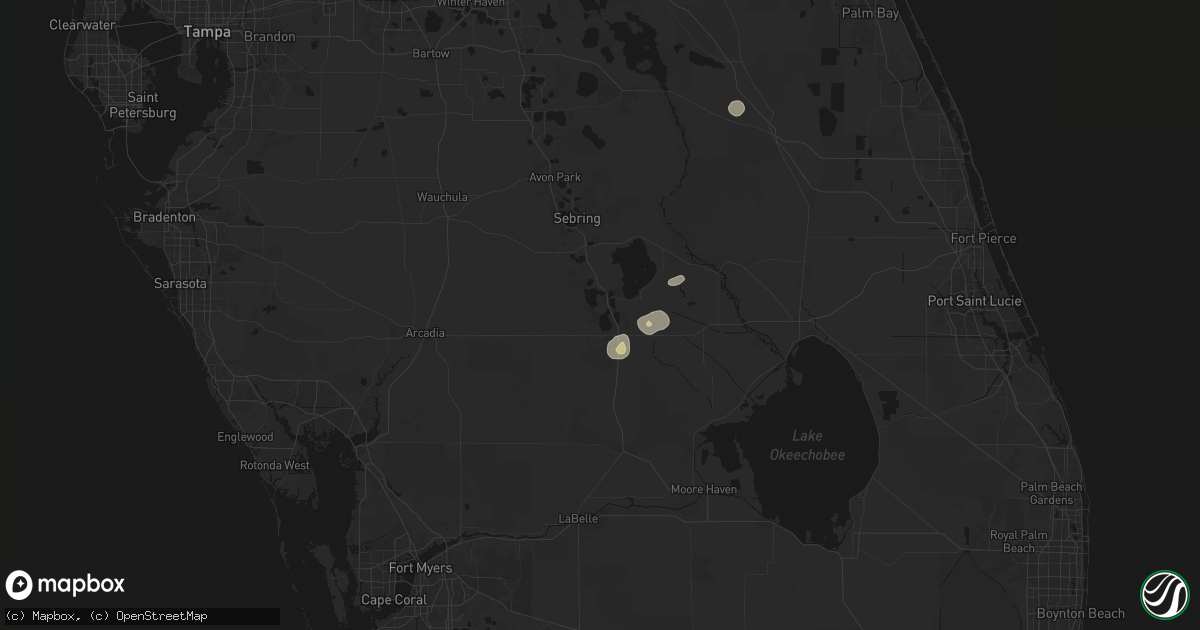 Hail map in Lake Placid, FL on June 14, 2026