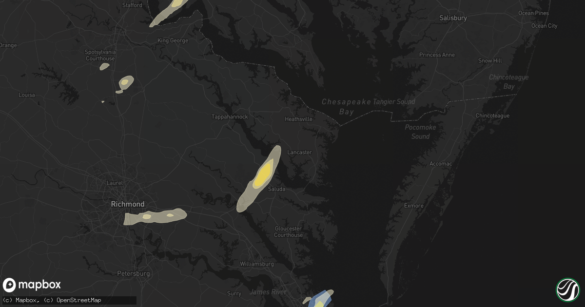 Hail map in Lancaster, VA on June 14, 2026