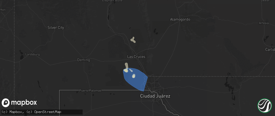 Hail map in Las Cruces, NM on June 14, 2026