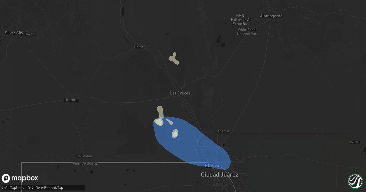 Hail map in Las Cruces, NM on June 14, 2026