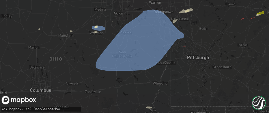 Hail map in Leesville, OH on June 14, 2026