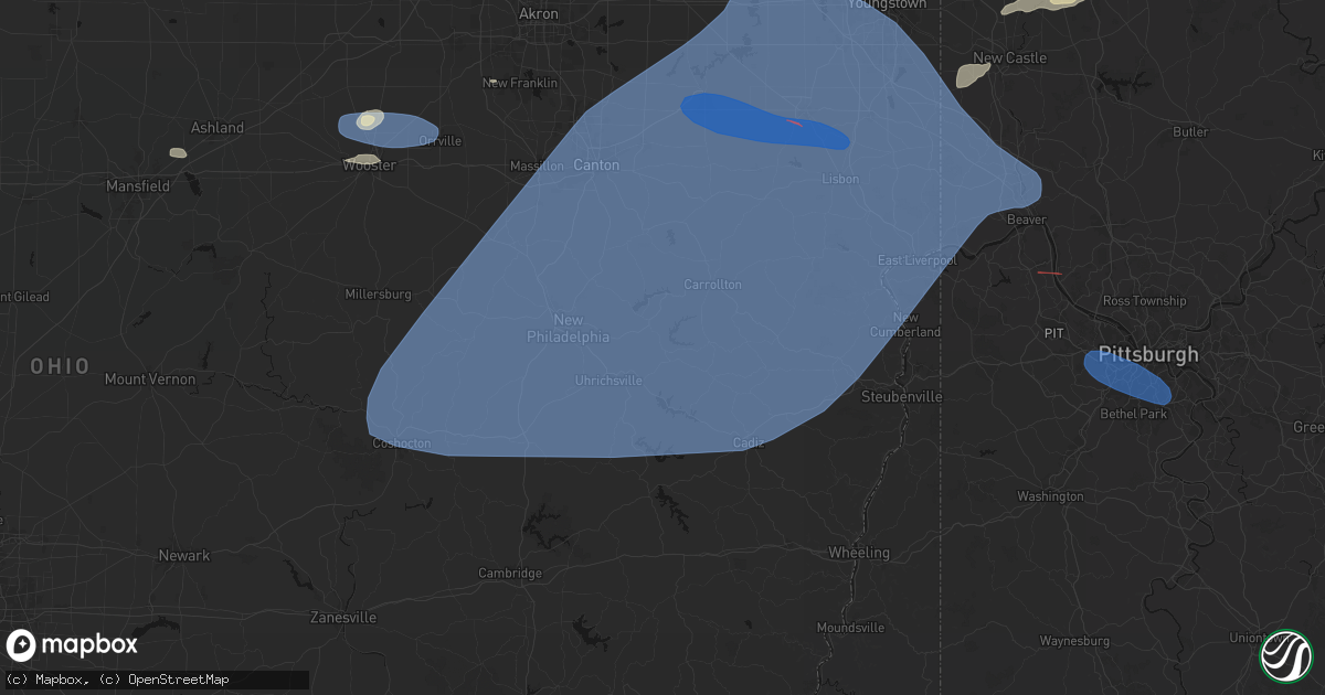Hail map in Leesville, OH on June 14, 2026