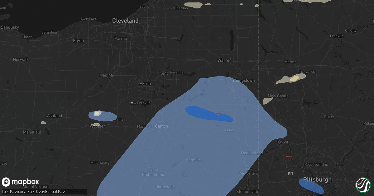 Hail map in Limaville, OH on June 14, 2026