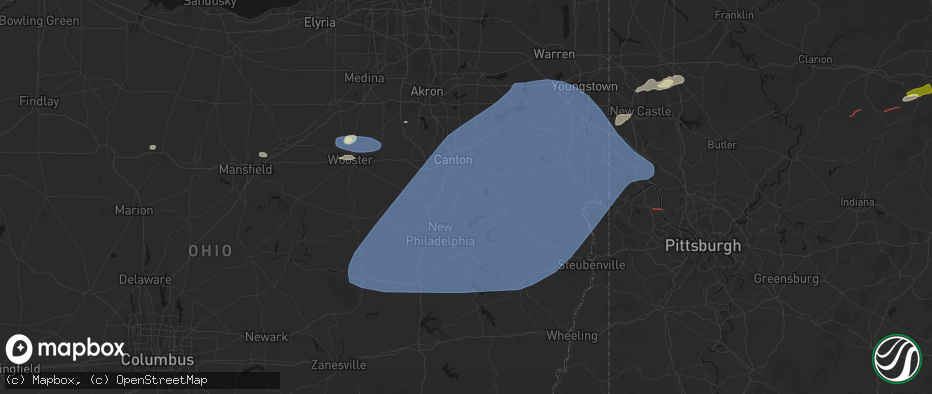 Hail map in Magnolia, OH on June 14, 2026