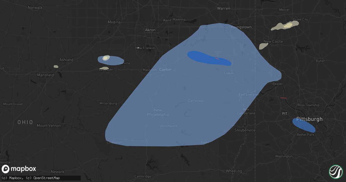 Hail map in Magnolia, OH on June 14, 2026