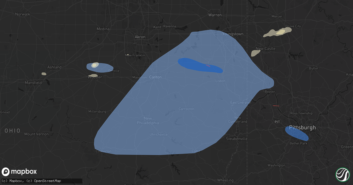 Hail map in Malvern, OH on June 14, 2026