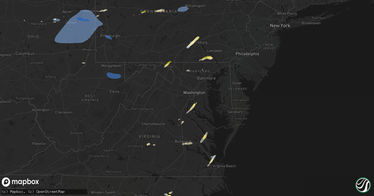 Hail map in Maryland on June 14, 2026