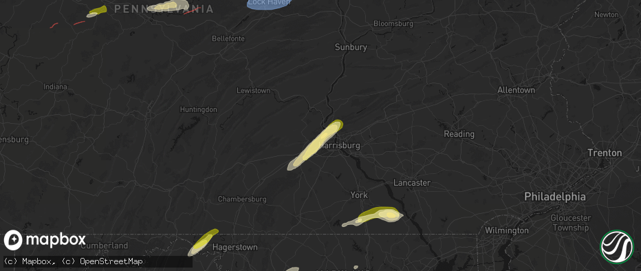 Hail map in Marysville, PA on June 14, 2026
