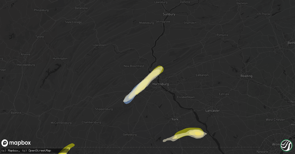 Hail map in Marysville, PA on June 14, 2026